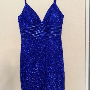 Rachel Allan Cocktail Dress - Blue Sequin, Size 6